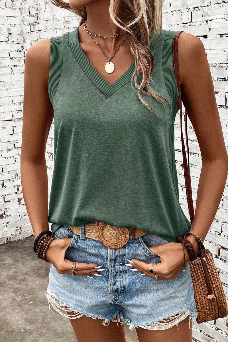 V-Neck Wide Strap Tank - UnLaced Boutique
