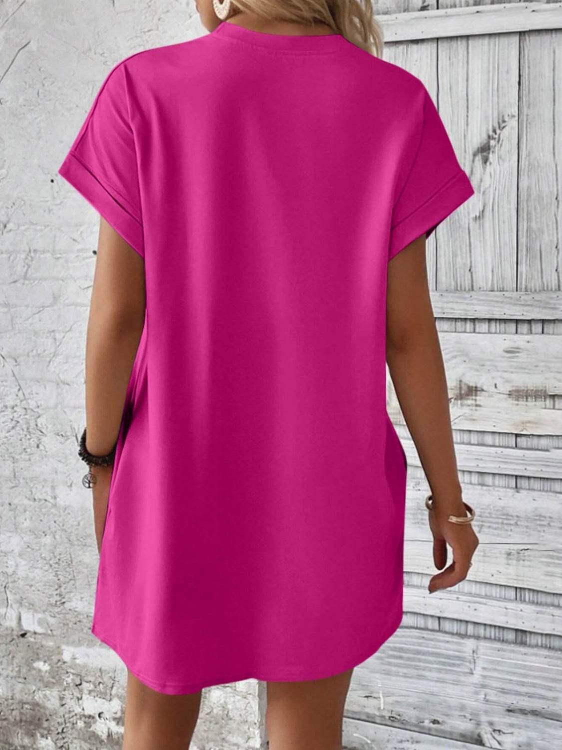 Round Neck Short Sleeve Mini Dress - UnLaced Boutique