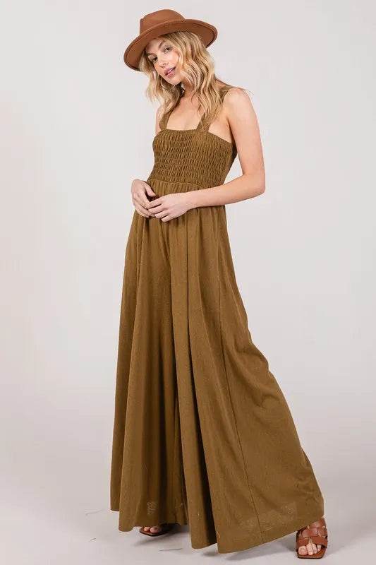 SAGE+FIG Smocked Flowy Wide Leg Jumpsuit - UnLaced Boutique