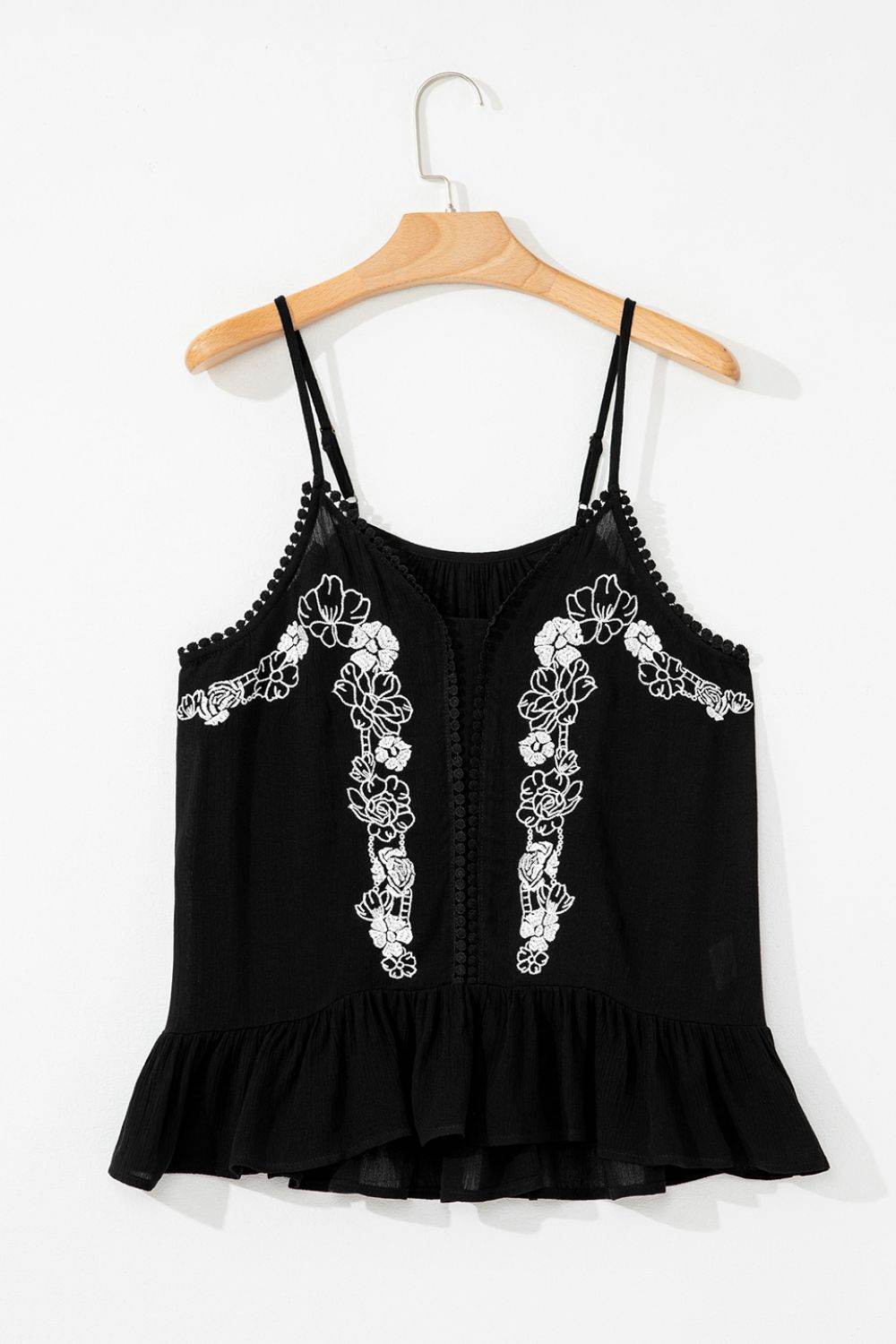 Floral Ruffled Hem Embroidery Cami - UnLaced Boutique