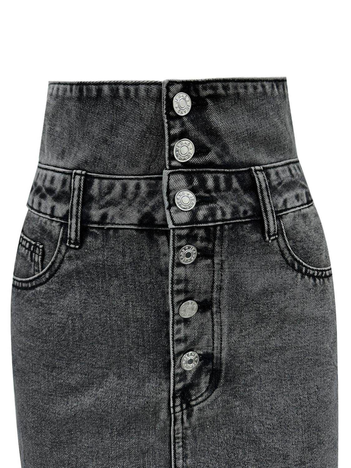 Raw Hem High Waist Denim Skirt - UnLaced Boutique