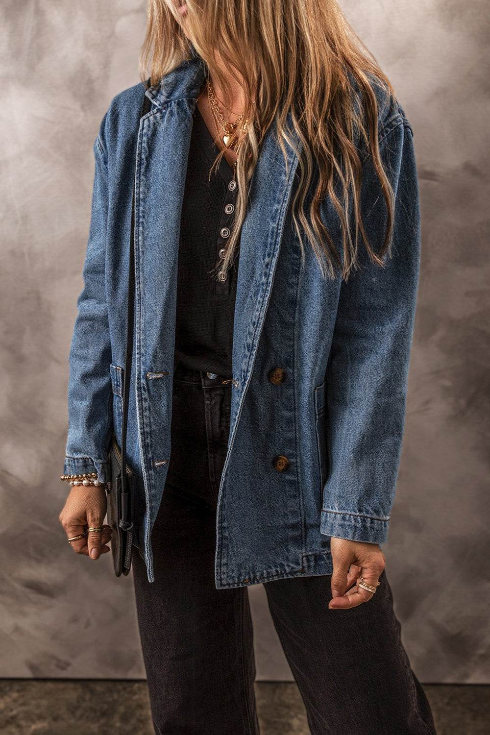Pocketed Long Sleeve Denim Jacket - UnLaced Boutique
