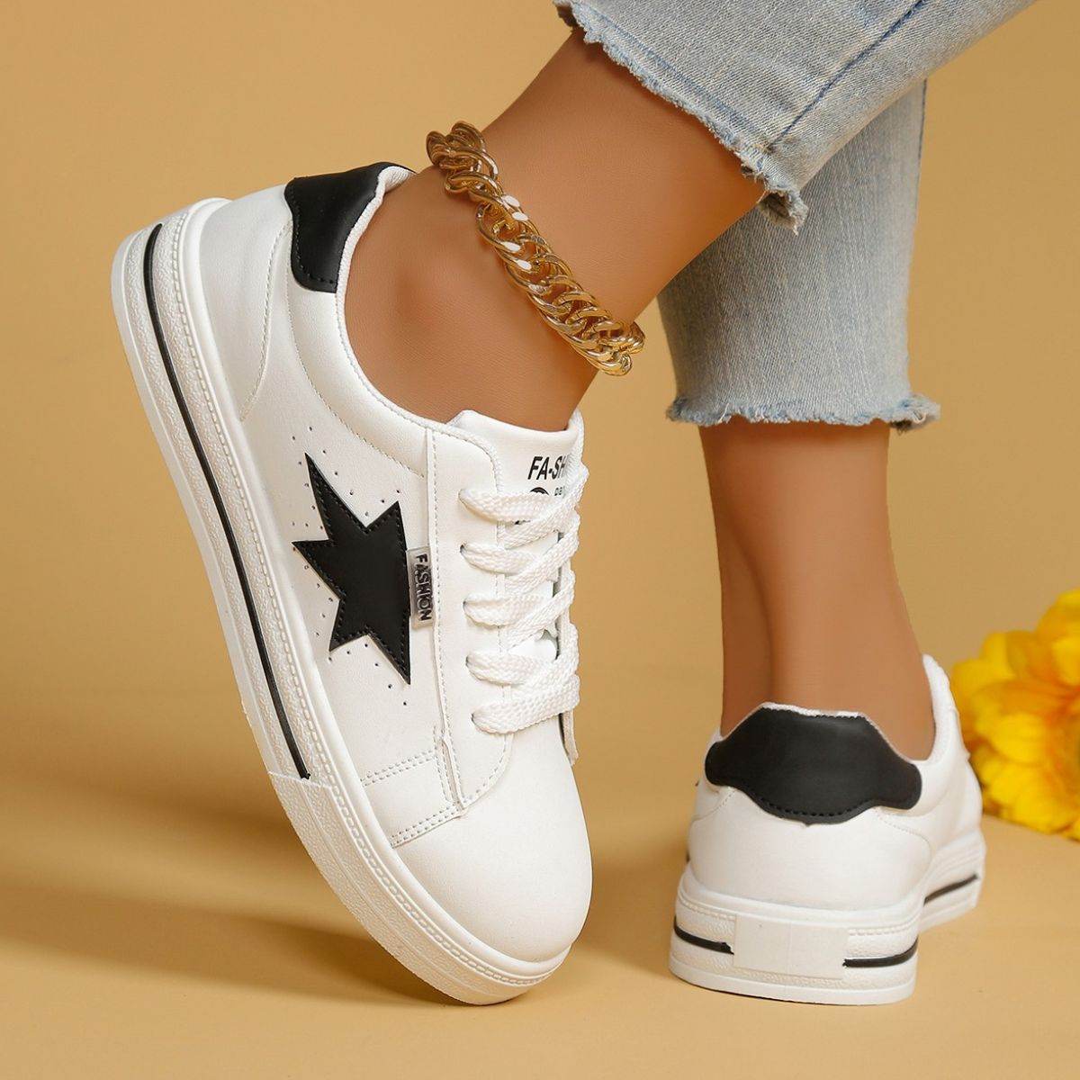 Star Round Toe Lace Up Sneakers - UnLaced Boutique