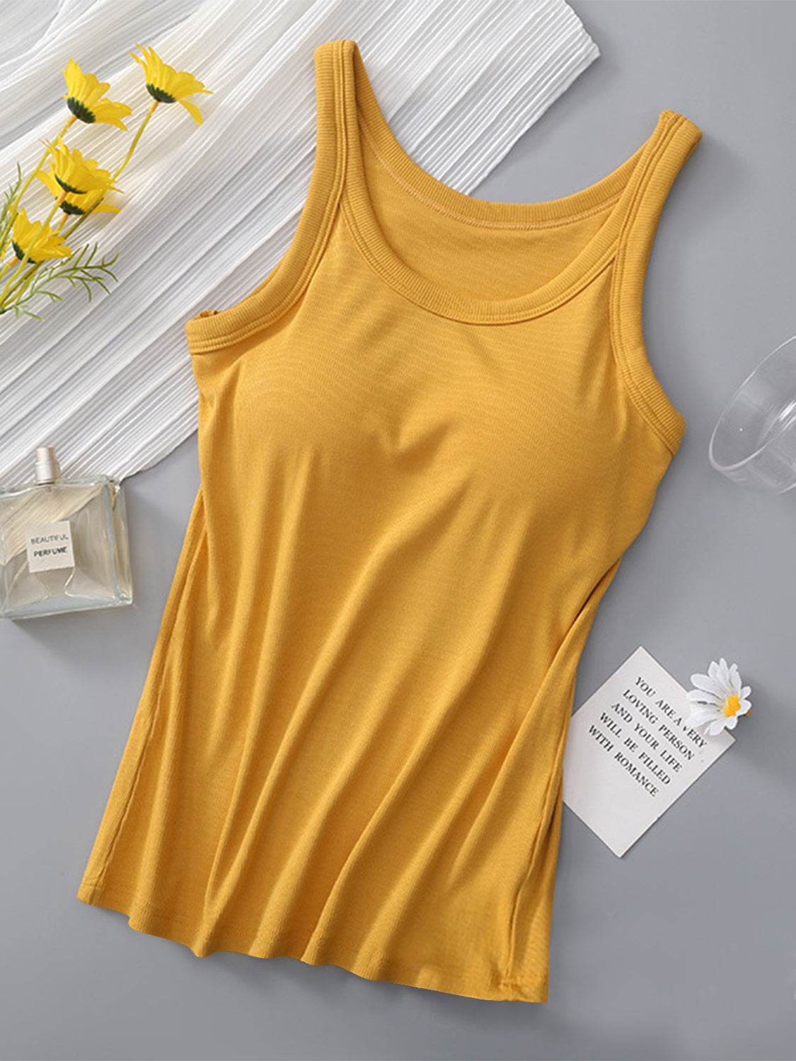 Round Neck Tank with Bra - UnLaced Boutique