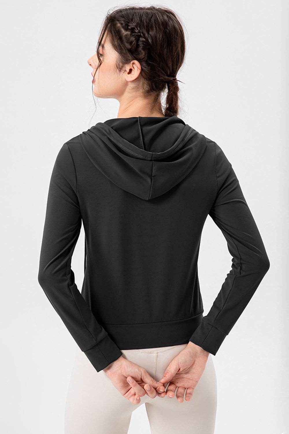 Drawstring Zip Up Hooded Active Outerwear - UnLaced Boutique