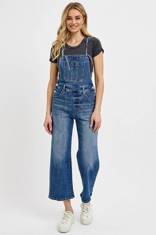 RISEN Full Size Knotted Strap Denim Overalls with Pockets Plus Size - UnLaced Boutique