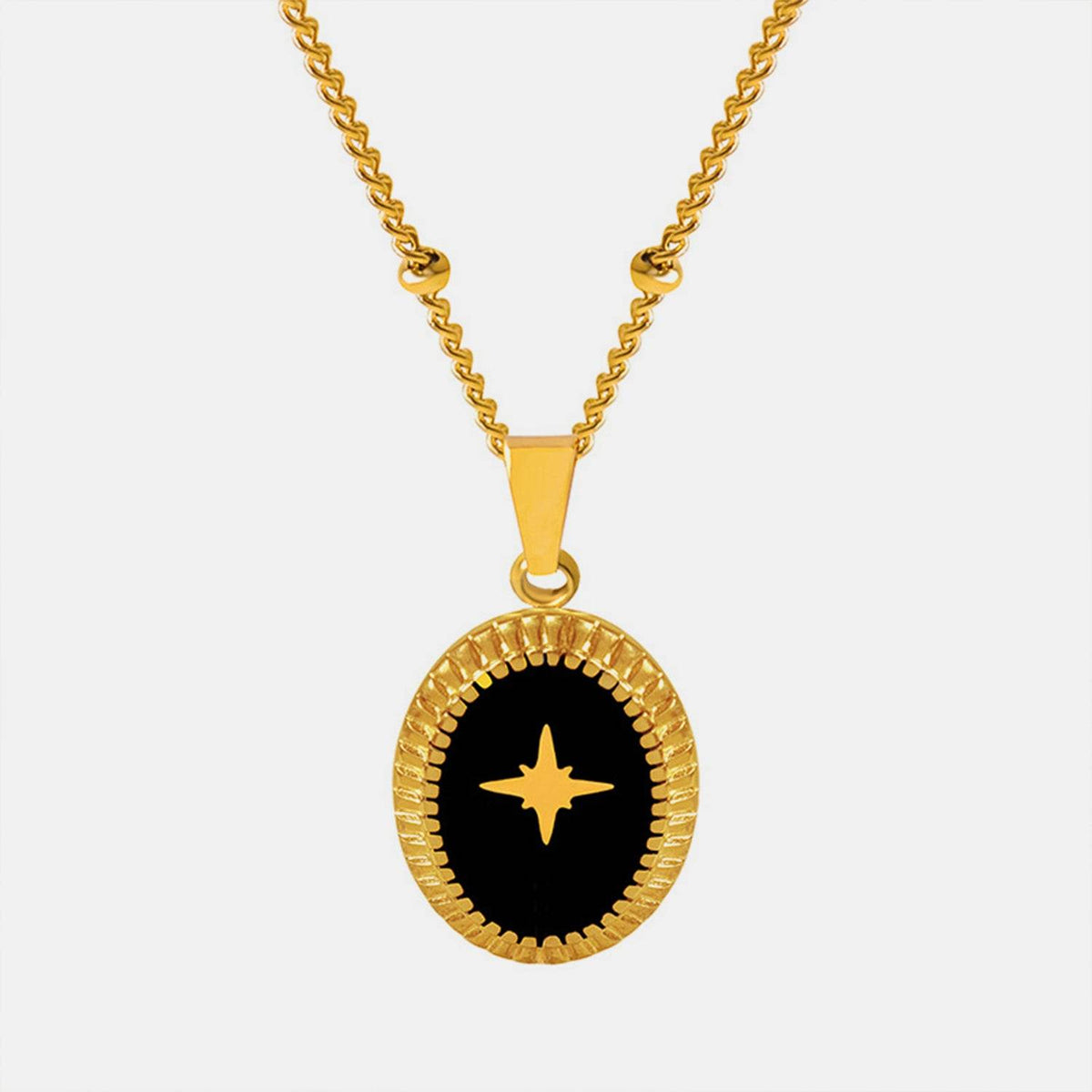 Gold-Plated Titanium Steel Oval Shape Pendant Necklace - UnLaced Boutique