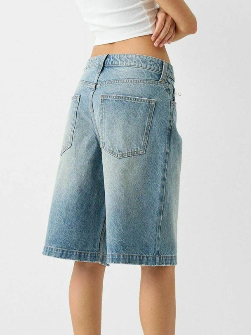 High Waist Denim Shorts with Pockets - UnLaced Boutique