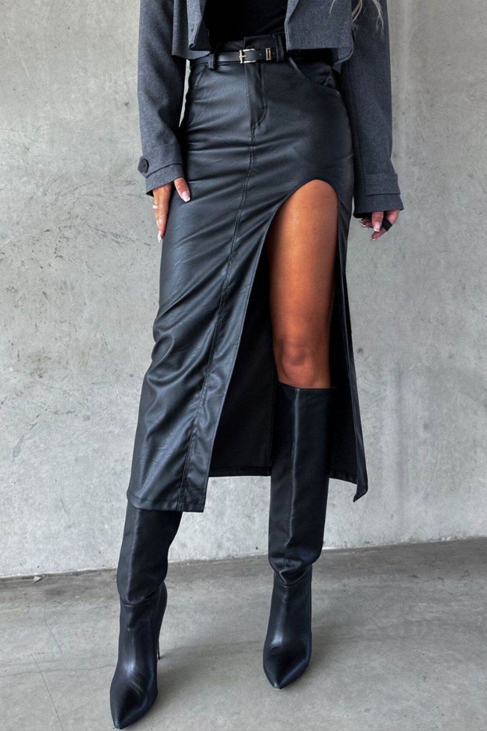 Slit Midi Skirt with Pockets - UnLaced Boutique