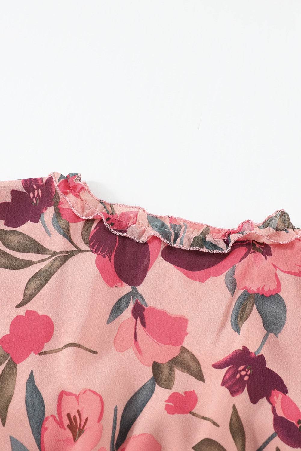 Floral Frill Trim Flounce Sleeve Plunge Maxi Dress - UnLaced Boutique