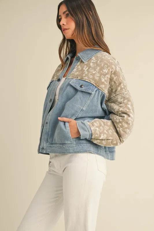 MABLE Quilted Paisley Print Contrast Denim Jacket - UnLaced Boutique