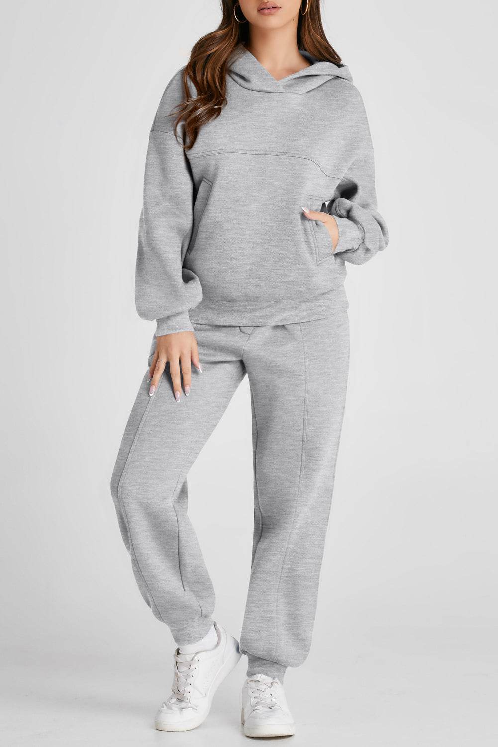 Dropped Shoulder Long Sleeve Hoodie and Pants Active Set - UnLaced Boutique