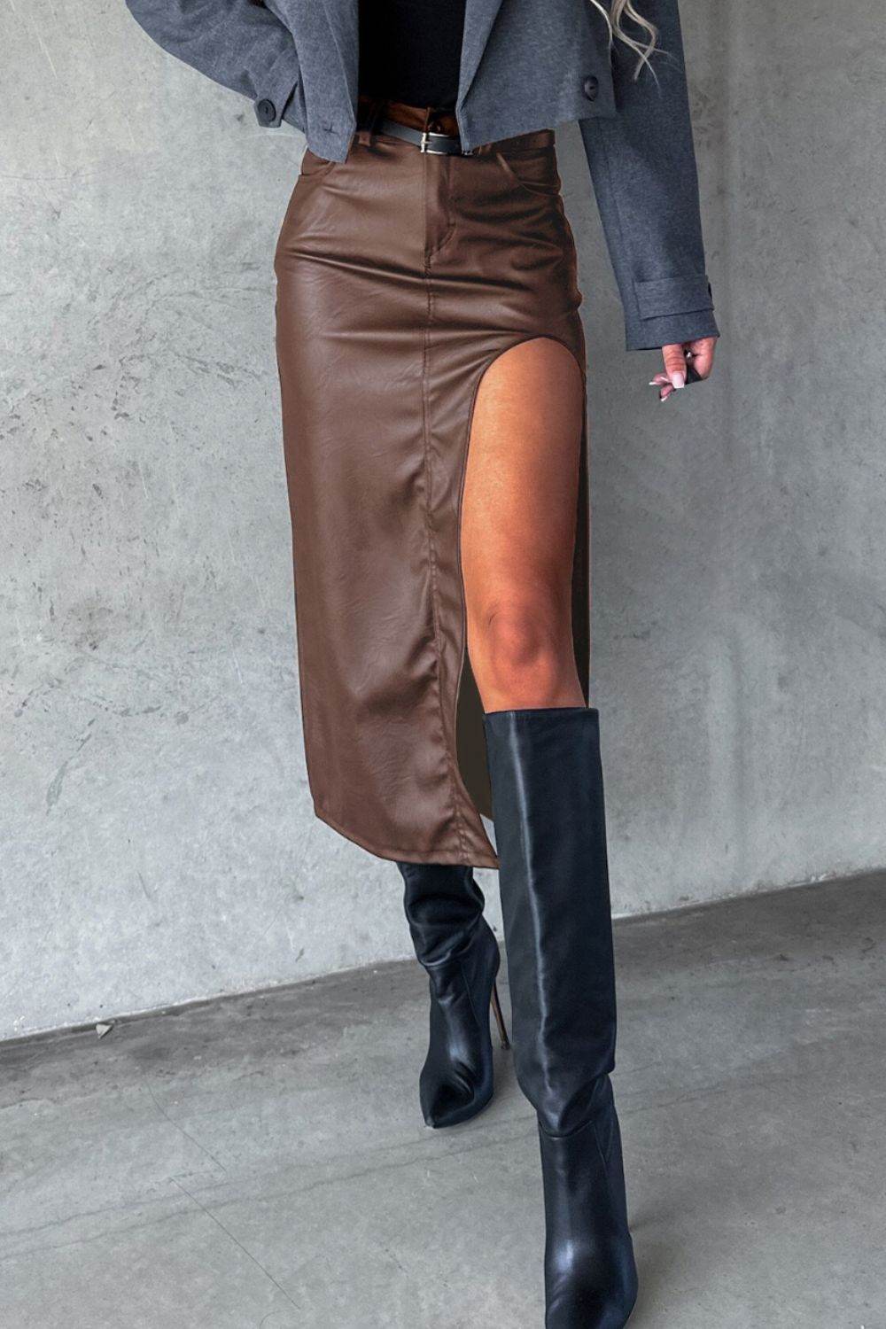 Slit Midi Skirt with Pockets - UnLaced Boutique