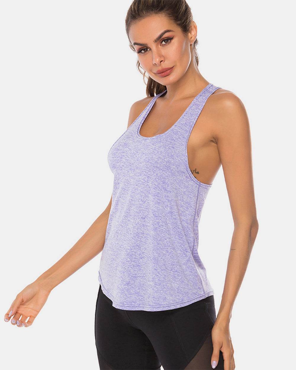 Full Size Scoop Neck Wide Strap Active Tank - UnLaced Boutique
