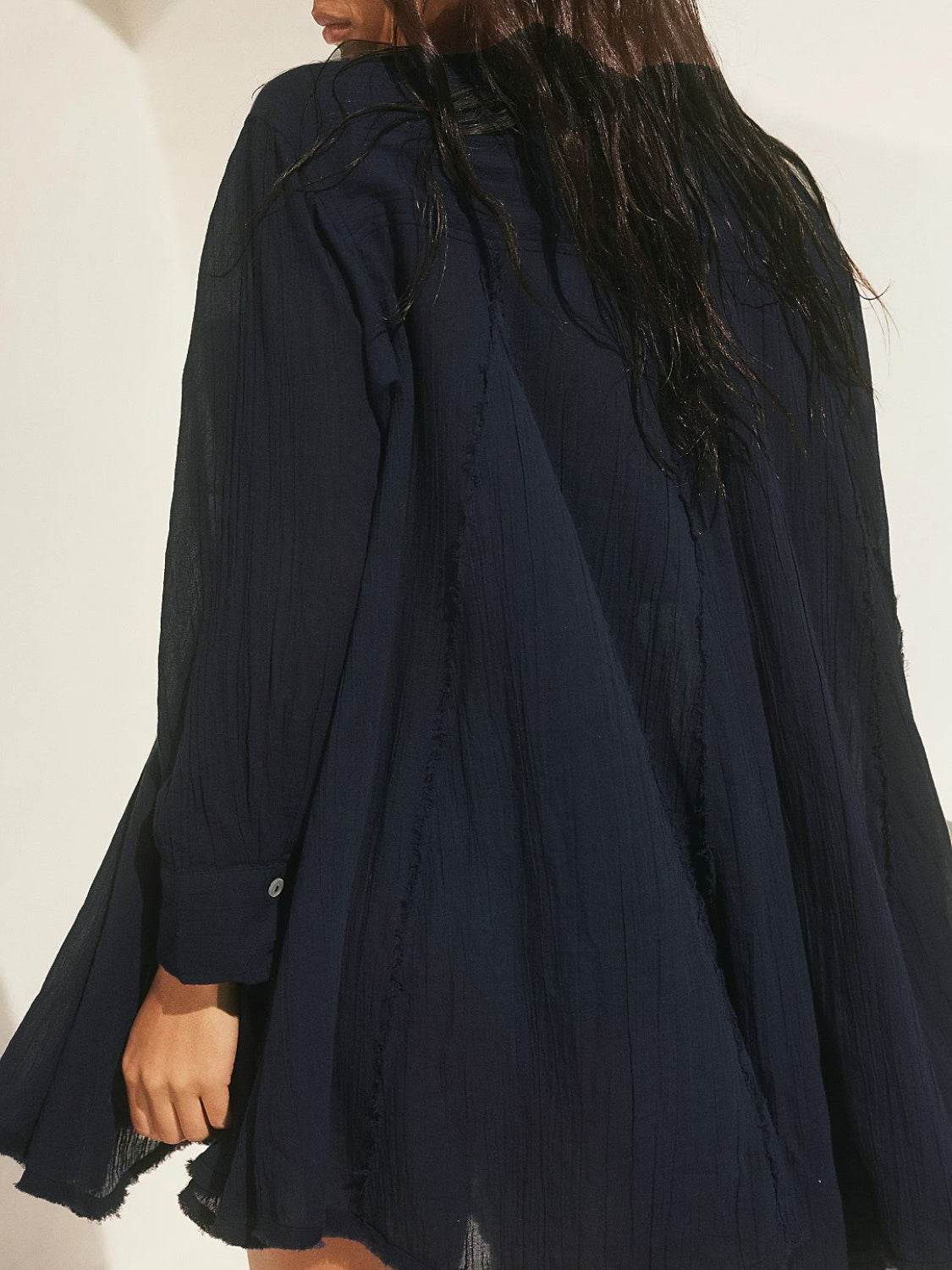 Button Up Collared Neck Long Sleeve Longline Shirt - UnLaced Boutique