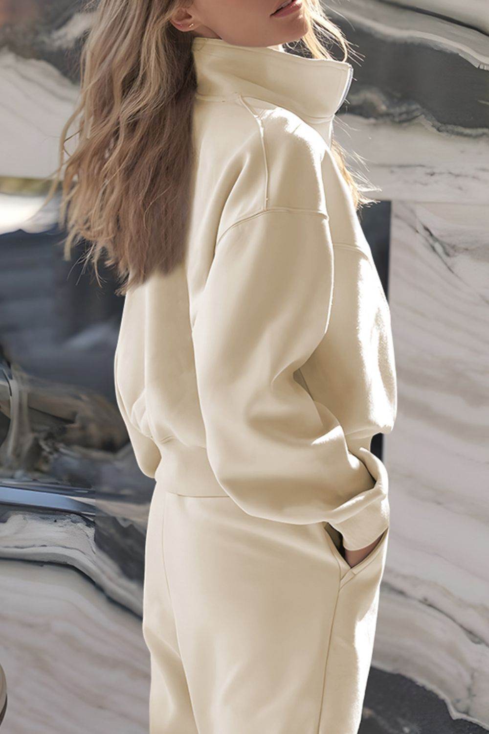Half Zip Long Sleeve Top and Joggers Set - UnLaced Boutique