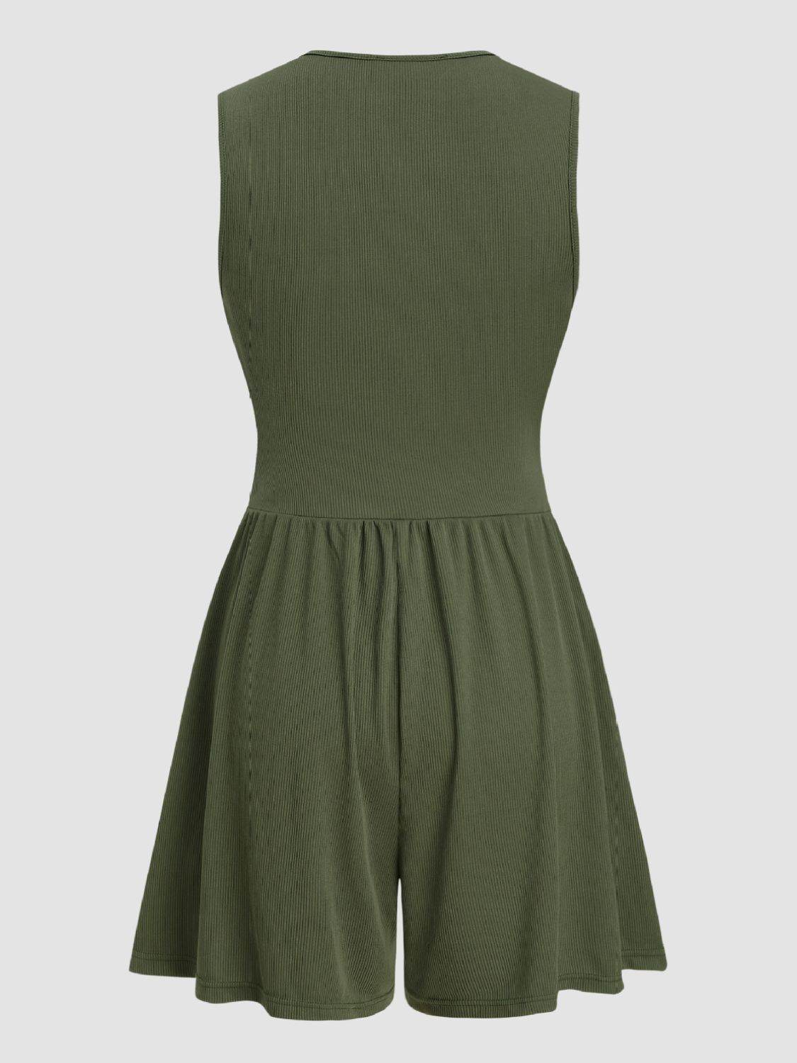 Ruched Plunge Sleeveless Romper - UnLaced Boutique