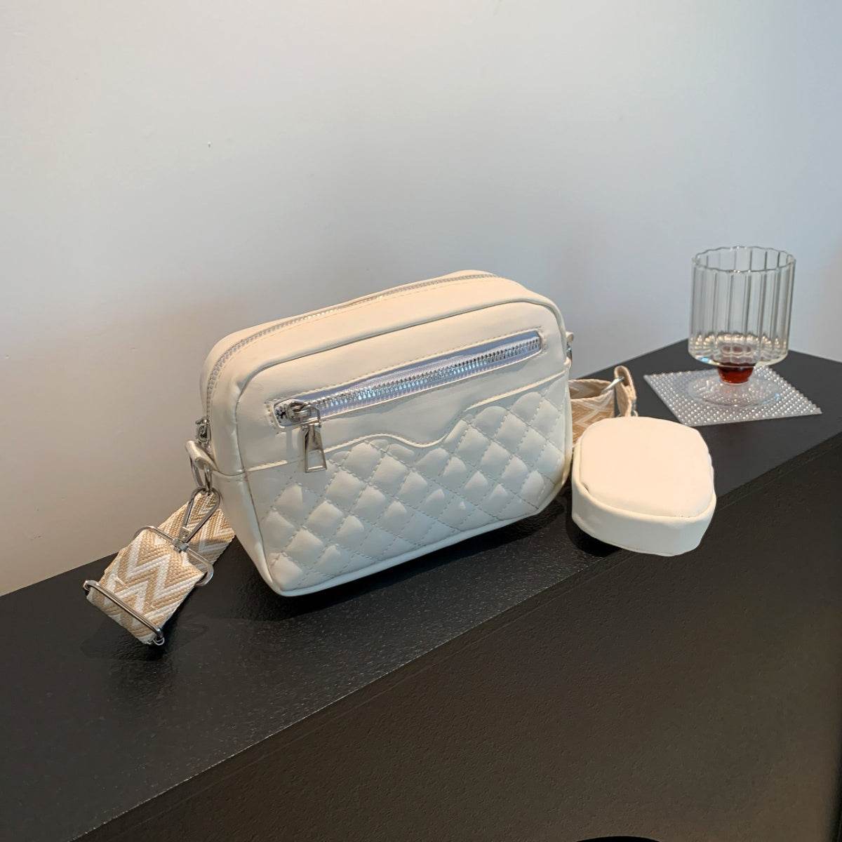 Stitching PU Leather Shoulder Bag - UnLaced Boutique