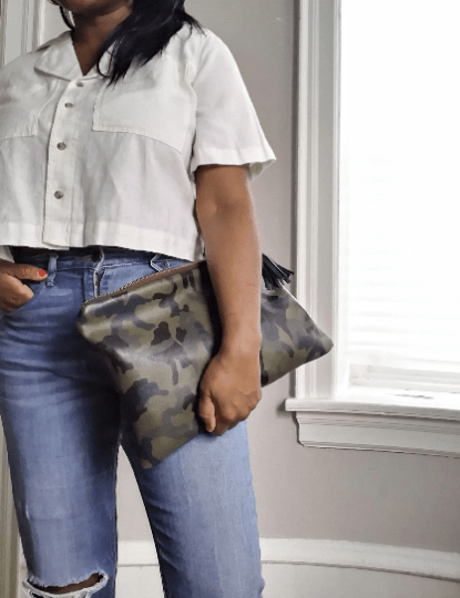 Camo Leather Clutch with Tassel Charm - UnLaced Boutique