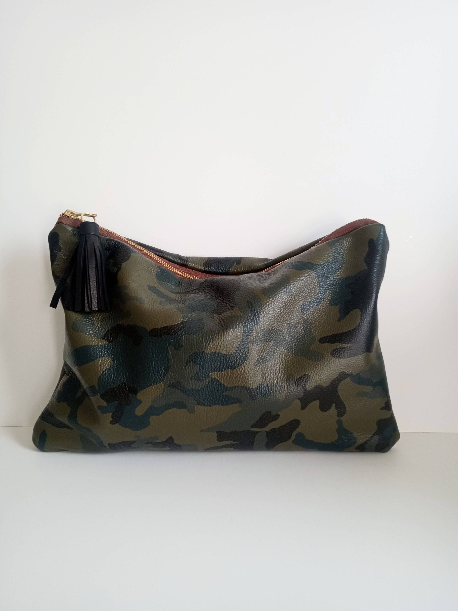 Camo Leather Clutch with Tassel Charm - UnLaced Boutique