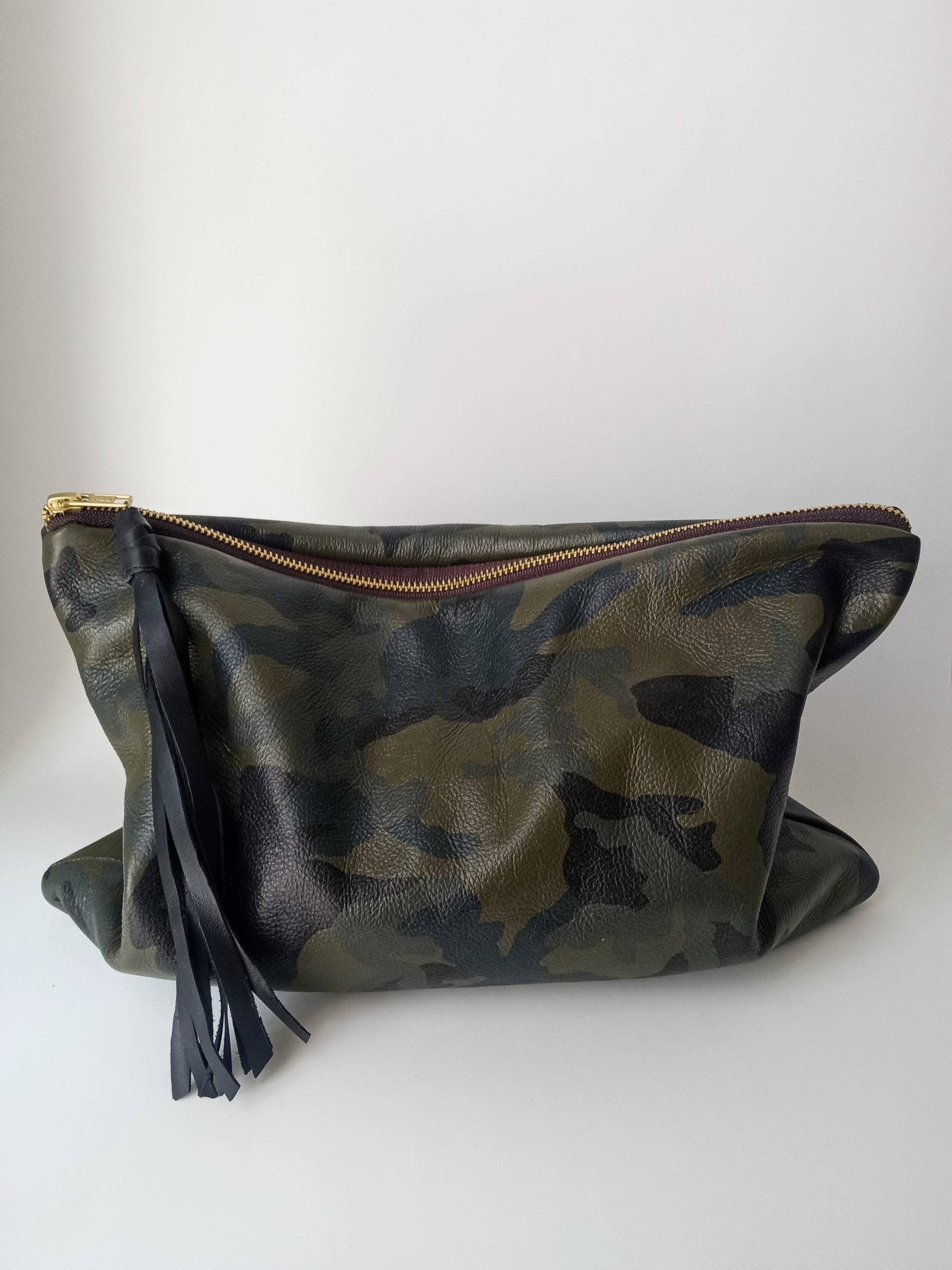 Camo Leather Clutch with Tassel Charm - UnLaced Boutique