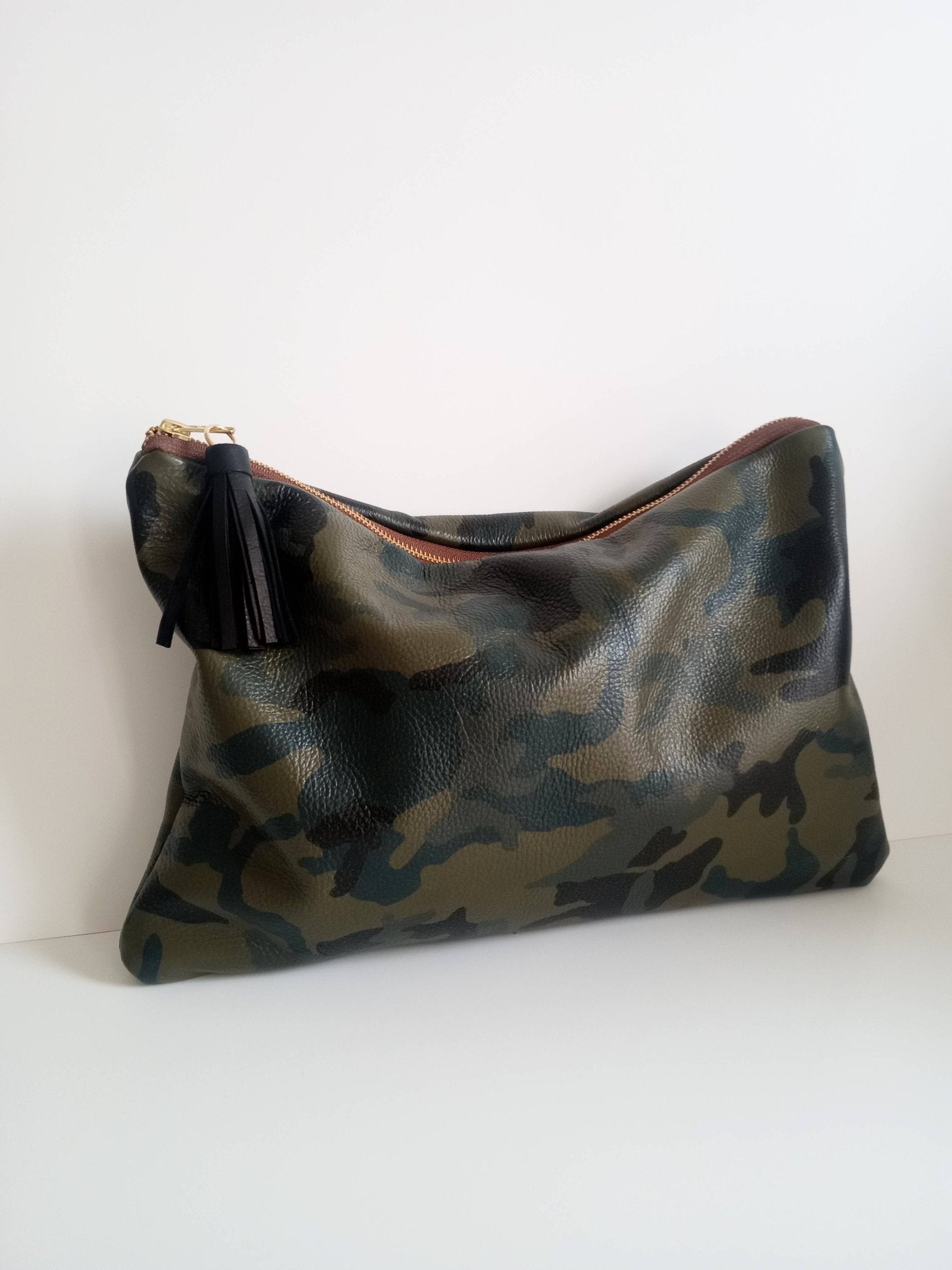 Camo Leather Clutch with Tassel Charm - UnLaced Boutique