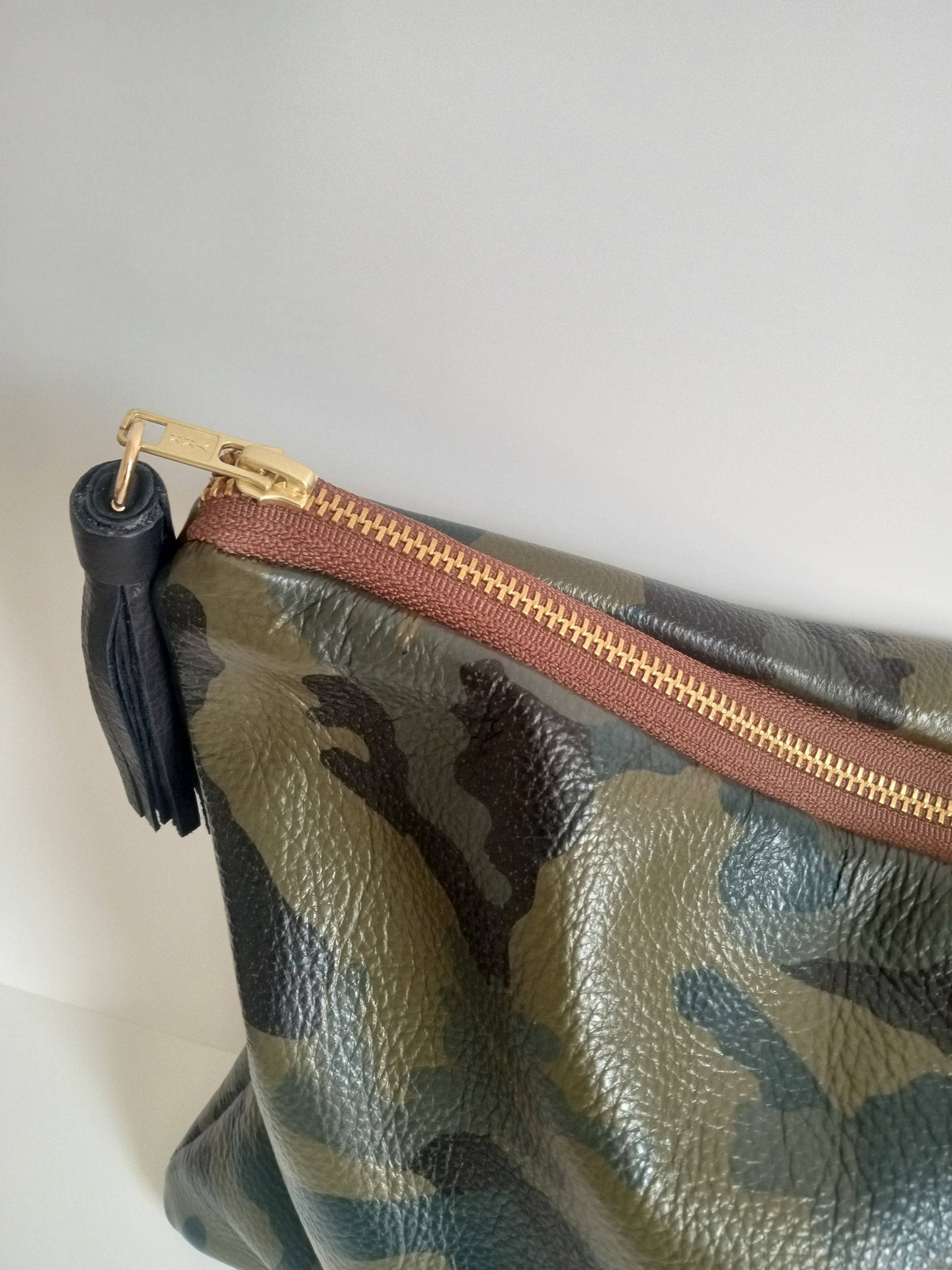 Camo Leather Clutch with Tassel Charm - UnLaced Boutique
