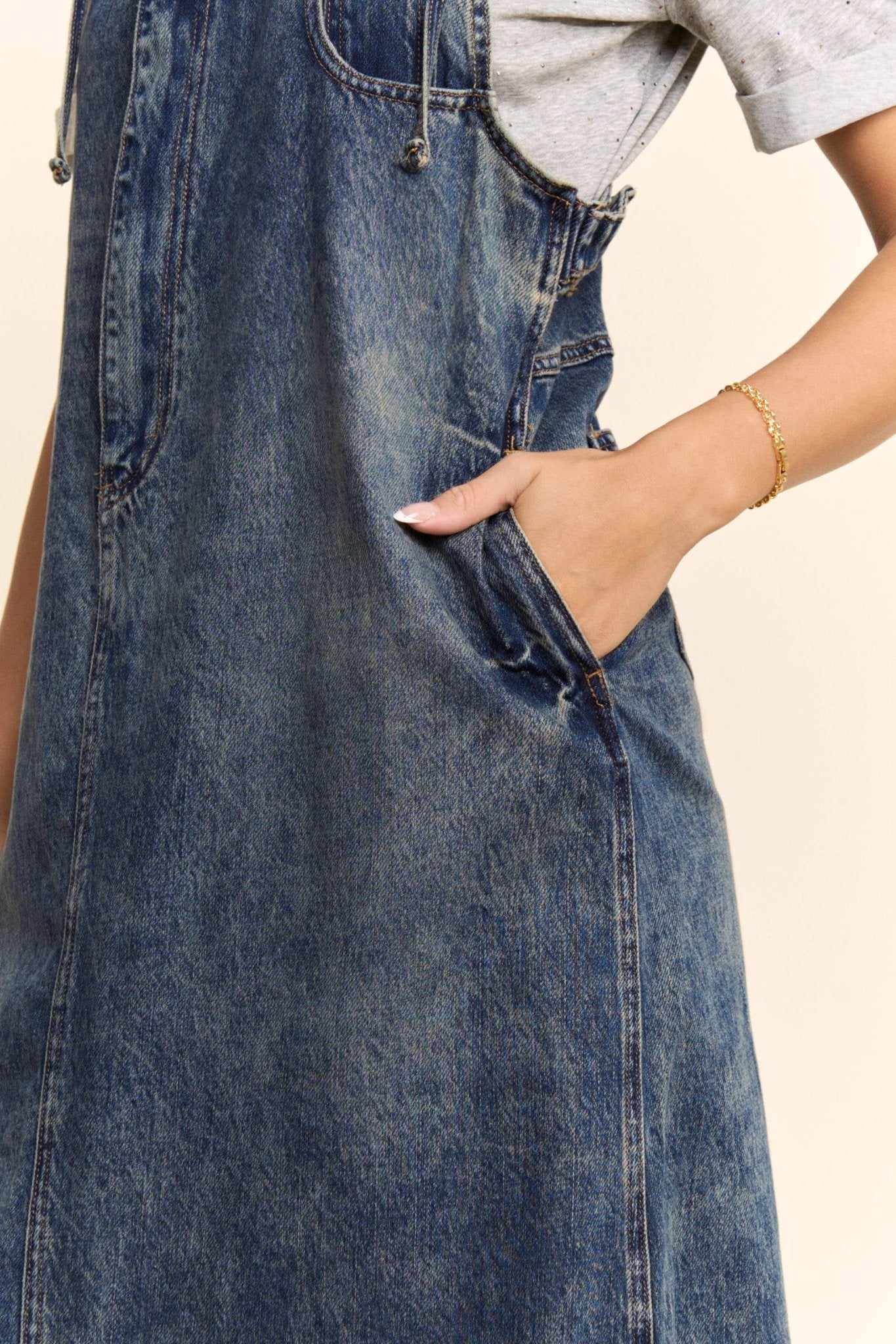 CASUAL DENIM SLIP DRESS WITH SPAGHETTI STRAPS - UnLaced Boutique