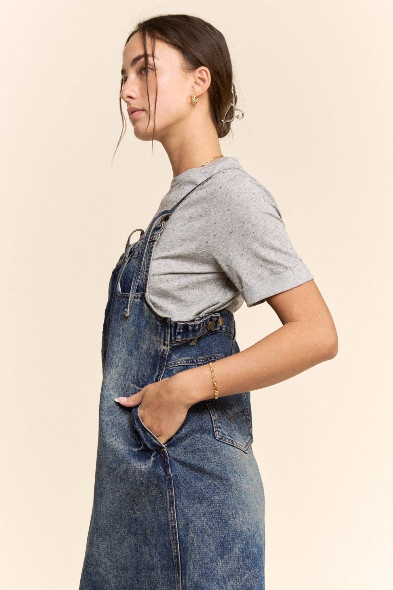 CASUAL DENIM SLIP DRESS WITH SPAGHETTI STRAPS - UnLaced Boutique