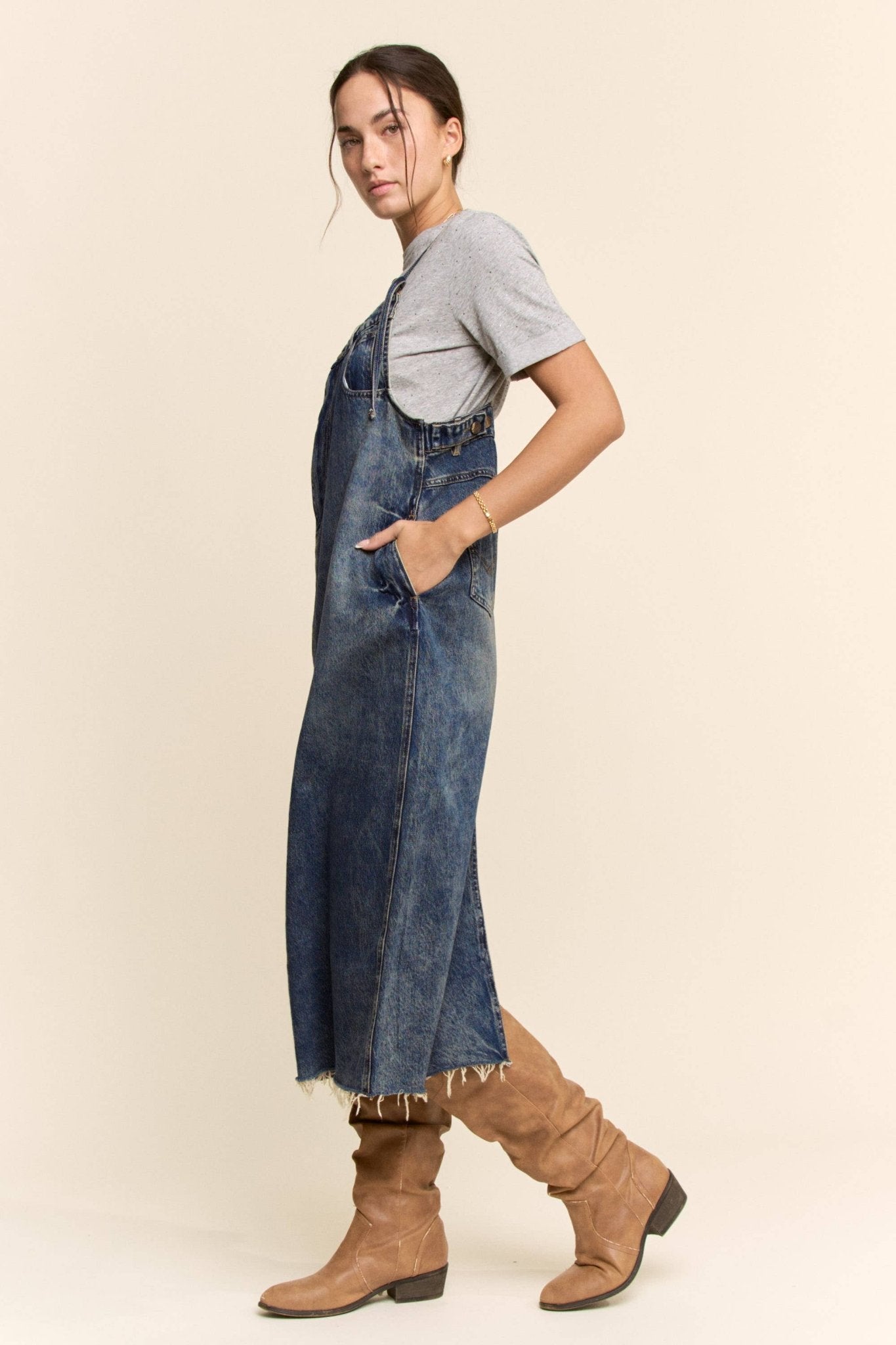 CASUAL DENIM SLIP DRESS WITH SPAGHETTI STRAPS - UnLaced Boutique