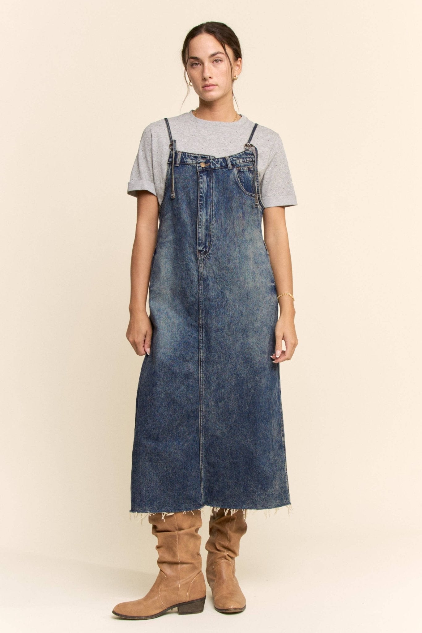 CASUAL DENIM SLIP DRESS WITH SPAGHETTI STRAPS - UnLaced Boutique