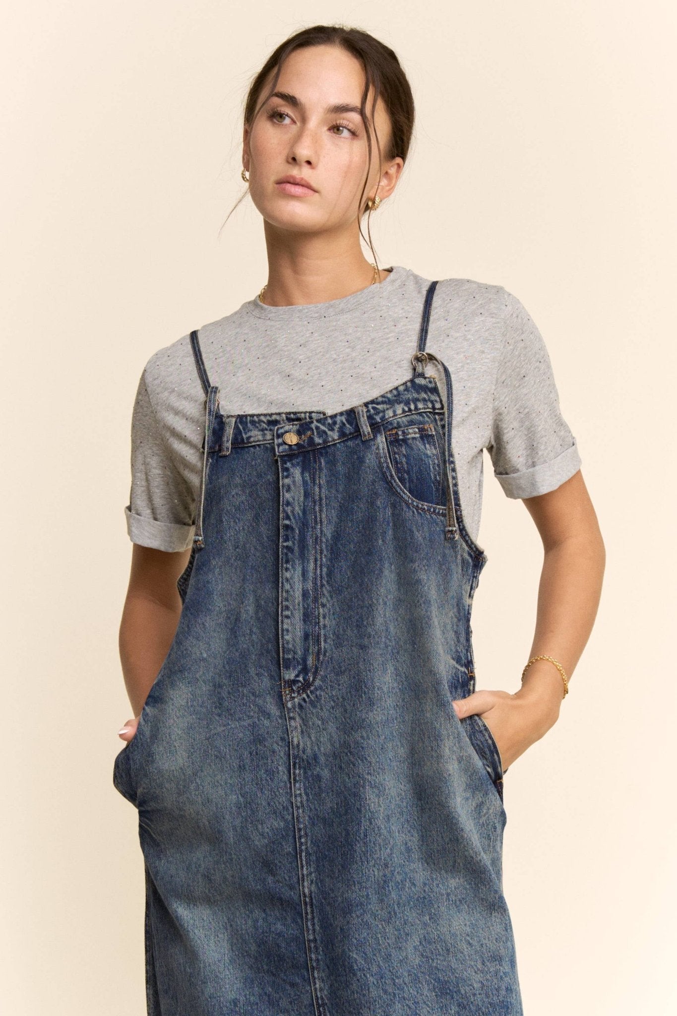 CASUAL DENIM SLIP DRESS WITH SPAGHETTI STRAPS - UnLaced Boutique