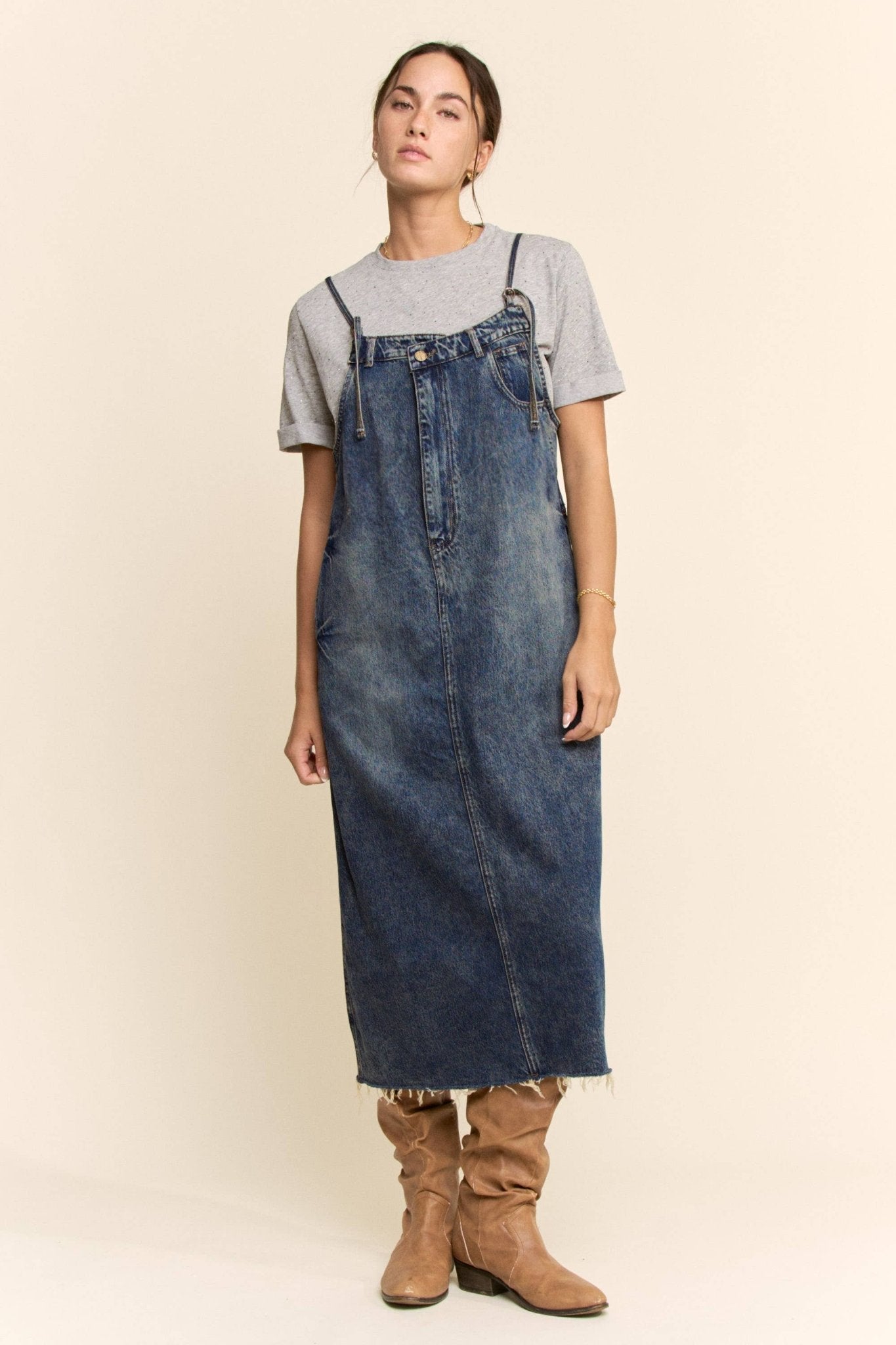 CASUAL DENIM SLIP DRESS WITH SPAGHETTI STRAPS - UnLaced Boutique