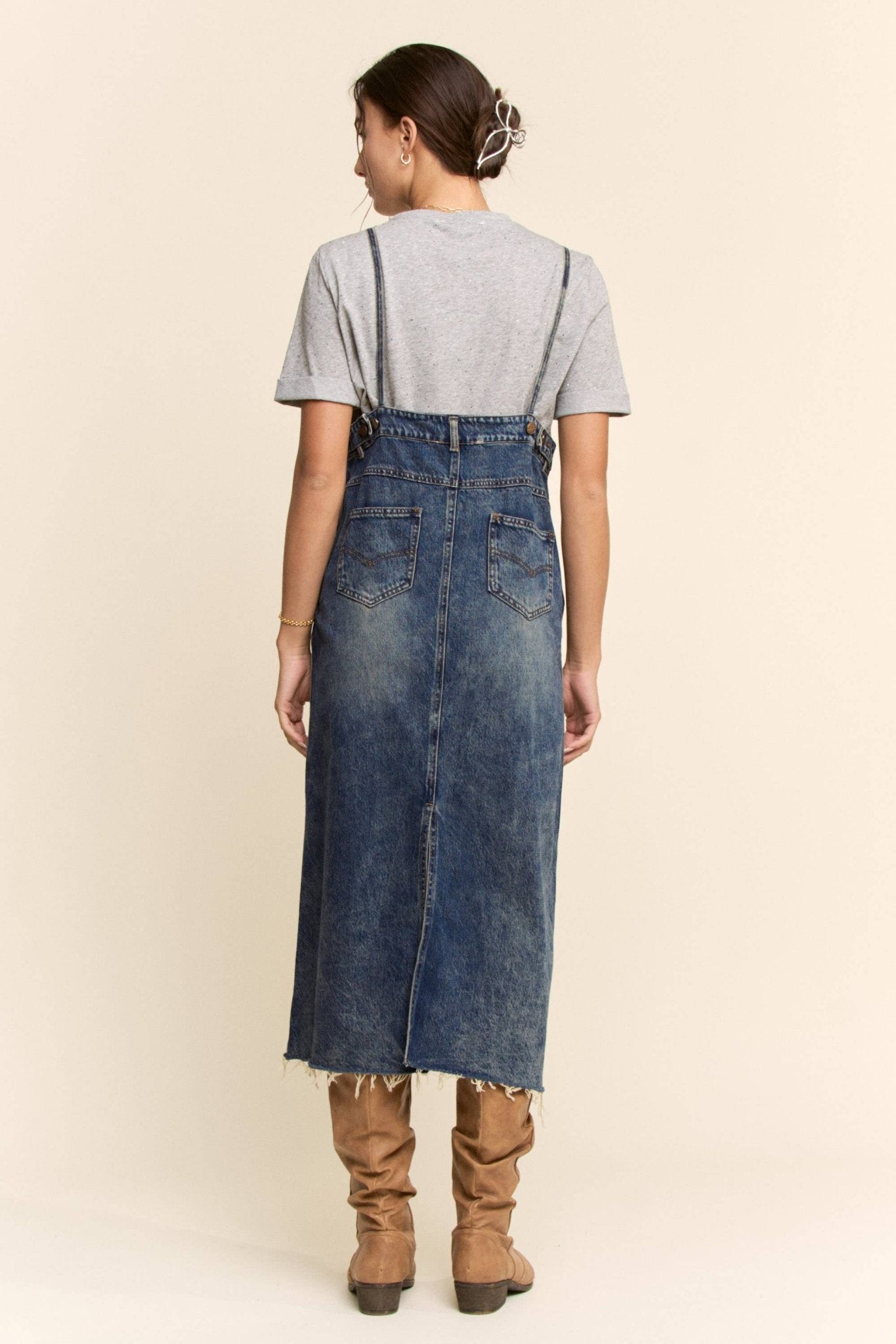 CASUAL DENIM SLIP DRESS WITH SPAGHETTI STRAPS - UnLaced Boutique