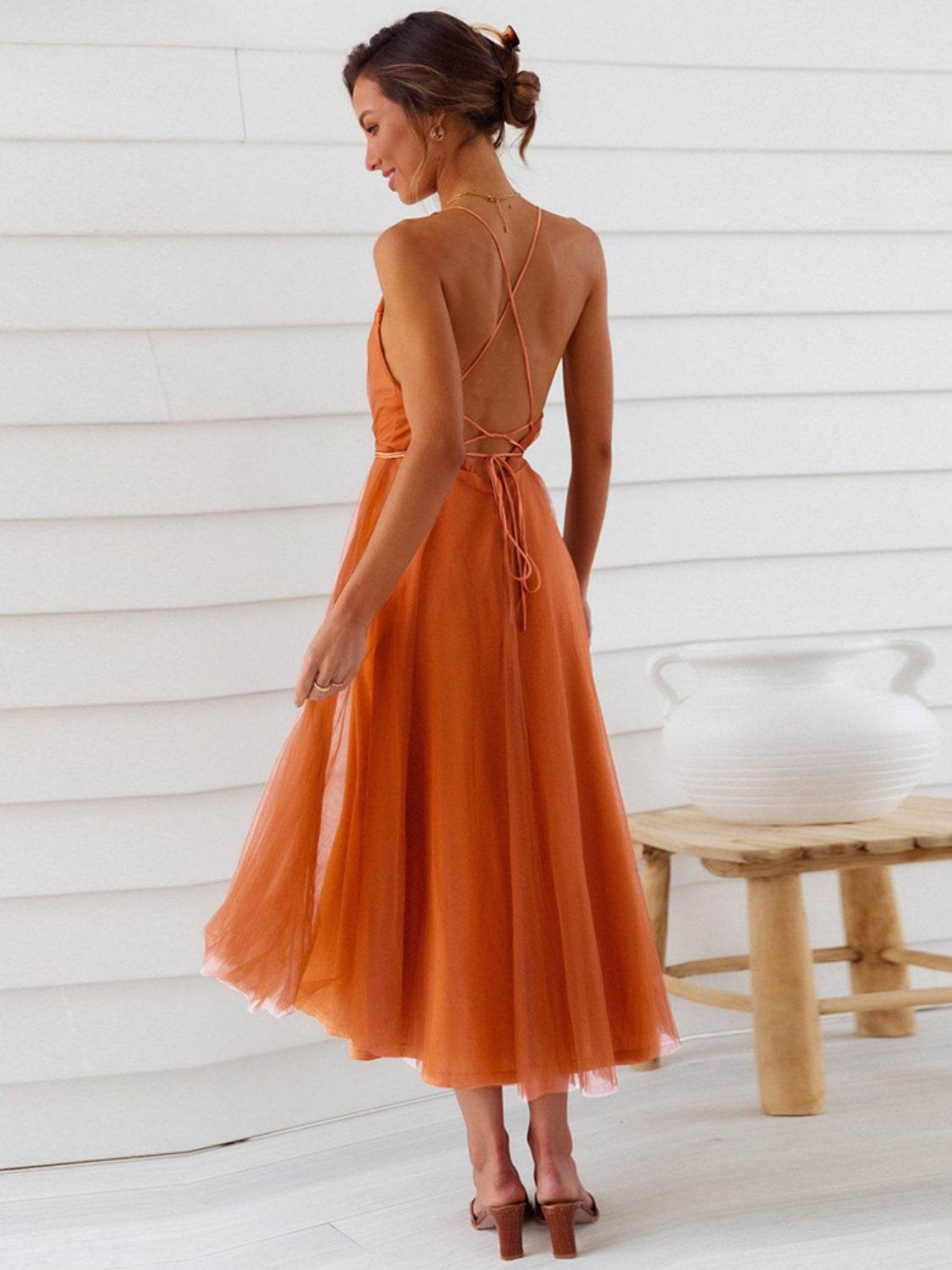 Backless Crisscross Sleeveless Midi Dress - UnLaced Boutique