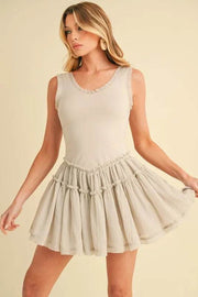 Aemi+Co Frill Sleeveless Drop Waist Mini Dress - UnLaced Boutique
