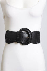 Distressed Wide Stitch Elastic Belt - Western Chic Style