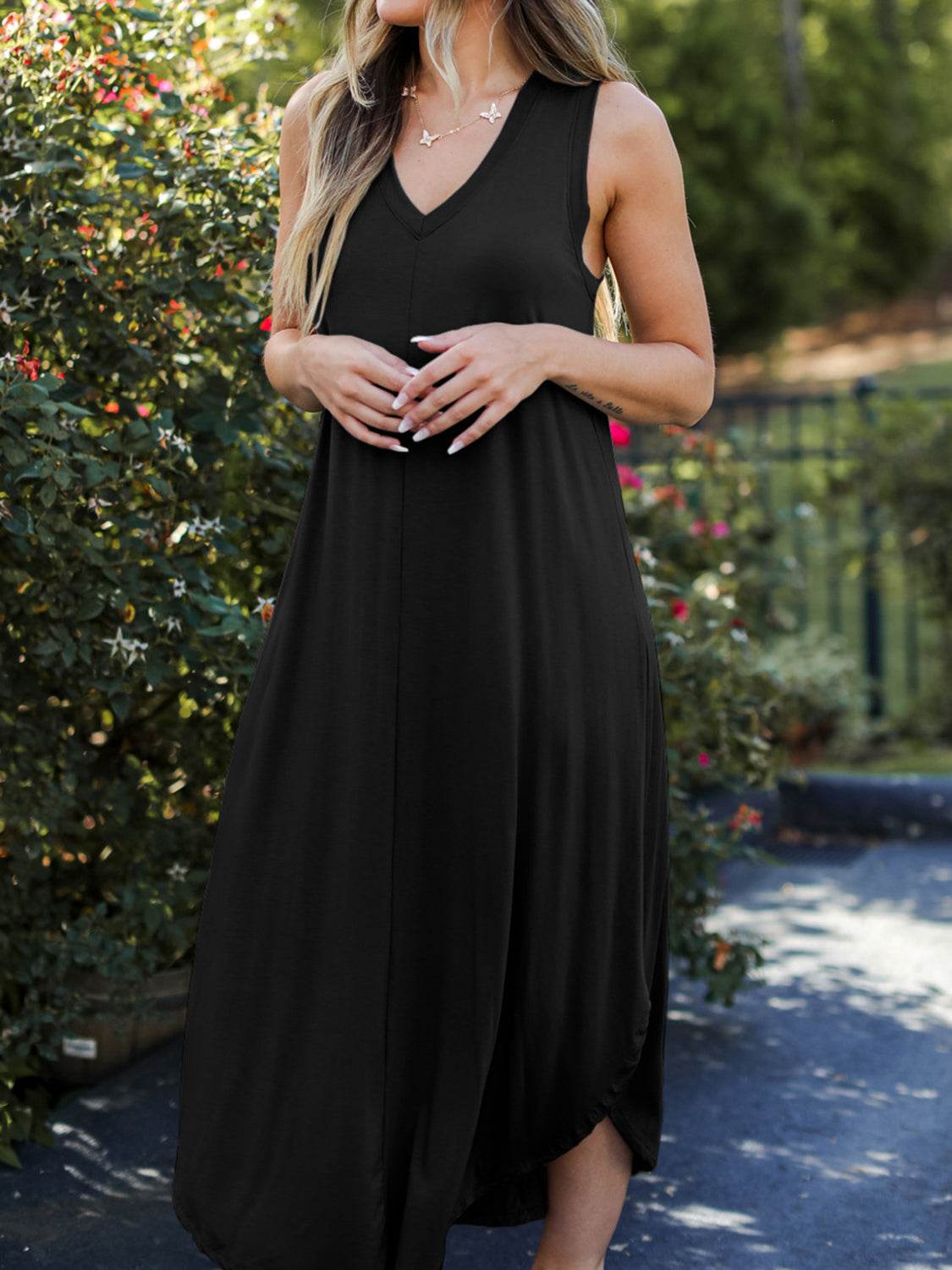 Full Size V-Neck Midi Tank Dress - UnLaced Boutique