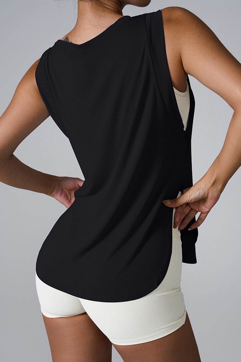 Slit Round Neck Active Tank - UnLaced Boutique