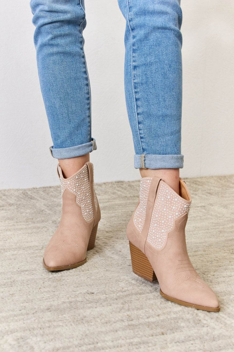 East Lion Corp Rhinestone Ankle Cowgirl Booties - UnLaced Boutique