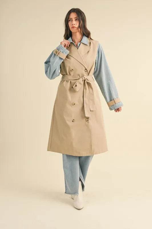 MABLE Layered Look Trench Coat With Denim Jacket - UnLaced Boutique