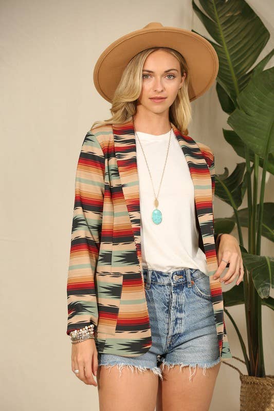 CHARLIE AZTEC PRINT MICROFIBER BLAZER - UnLaced Boutique