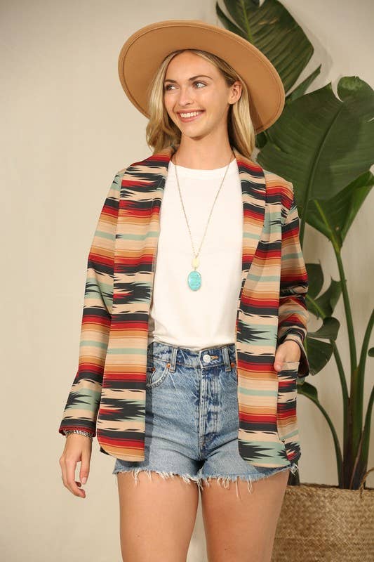 CHARLIE AZTEC PRINT MICROFIBER BLAZER - UnLaced Boutique