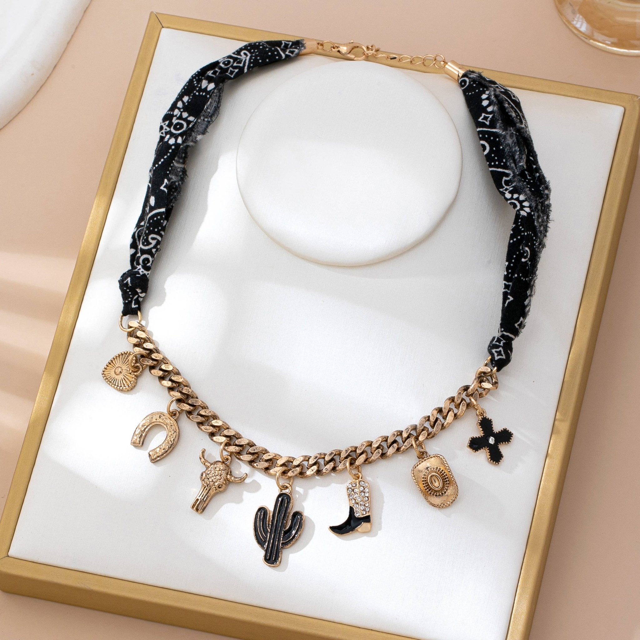 CHARM ANIMAL SCARF NECKLACE - WESTERN CROSS BOOT HAT - UnLaced Boutique