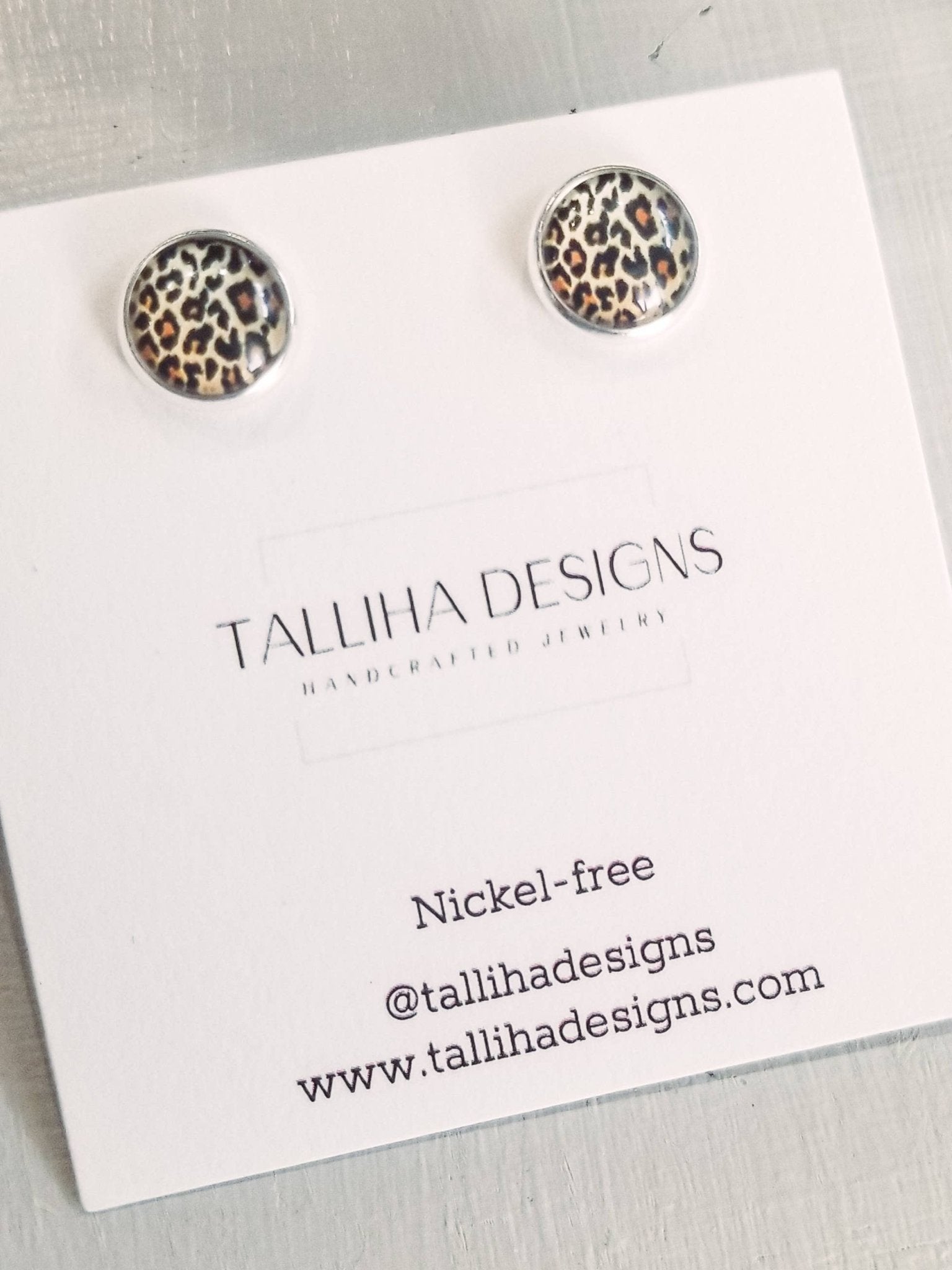 Cheetah/ Leopard Animal Print Glass Studs - UnLaced Boutique