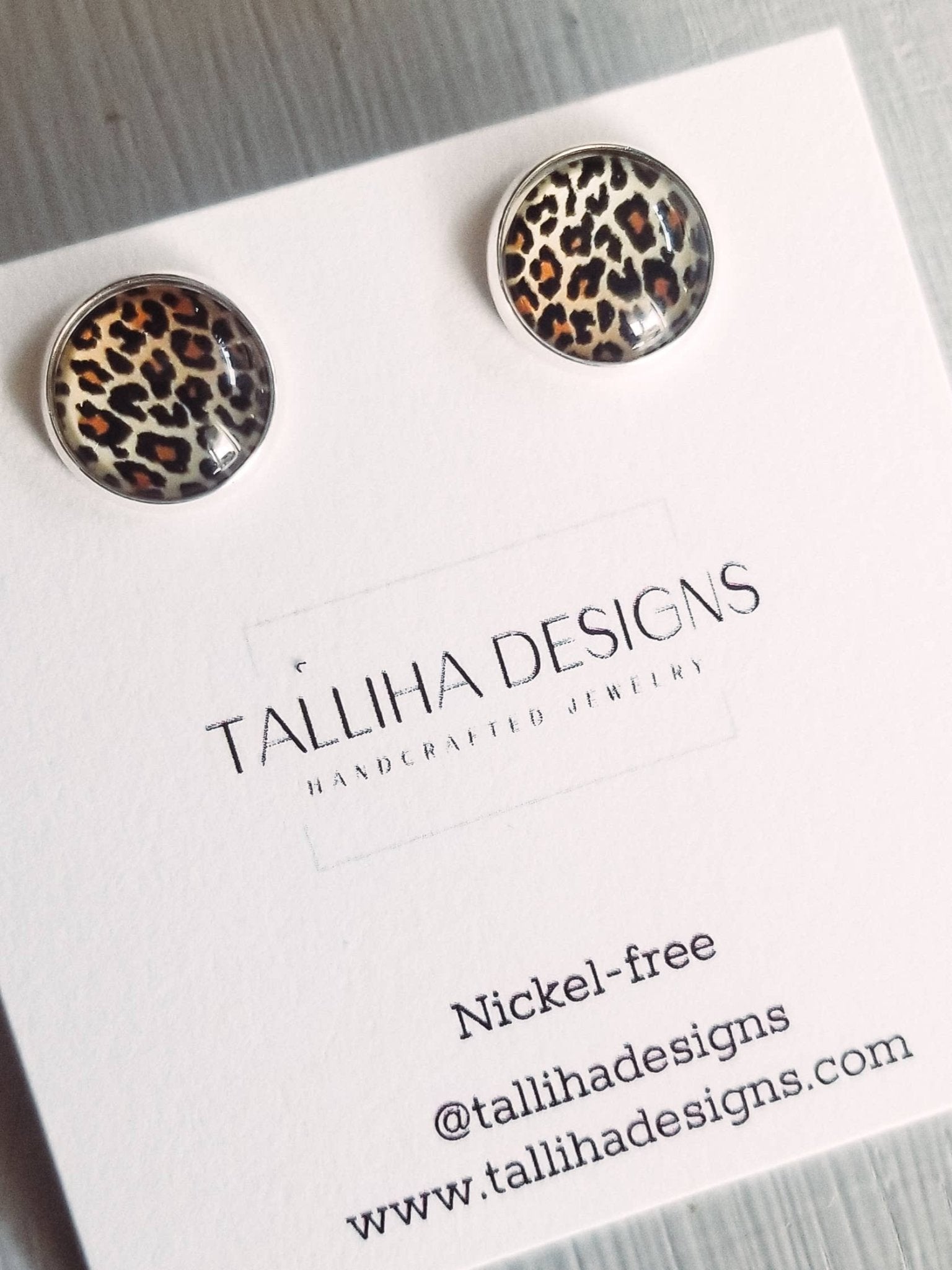 Cheetah/ Leopard Animal Print Glass Studs - UnLaced Boutique