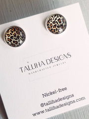 Cheetah/ Leopard Animal Print Glass Studs - UnLaced Boutique