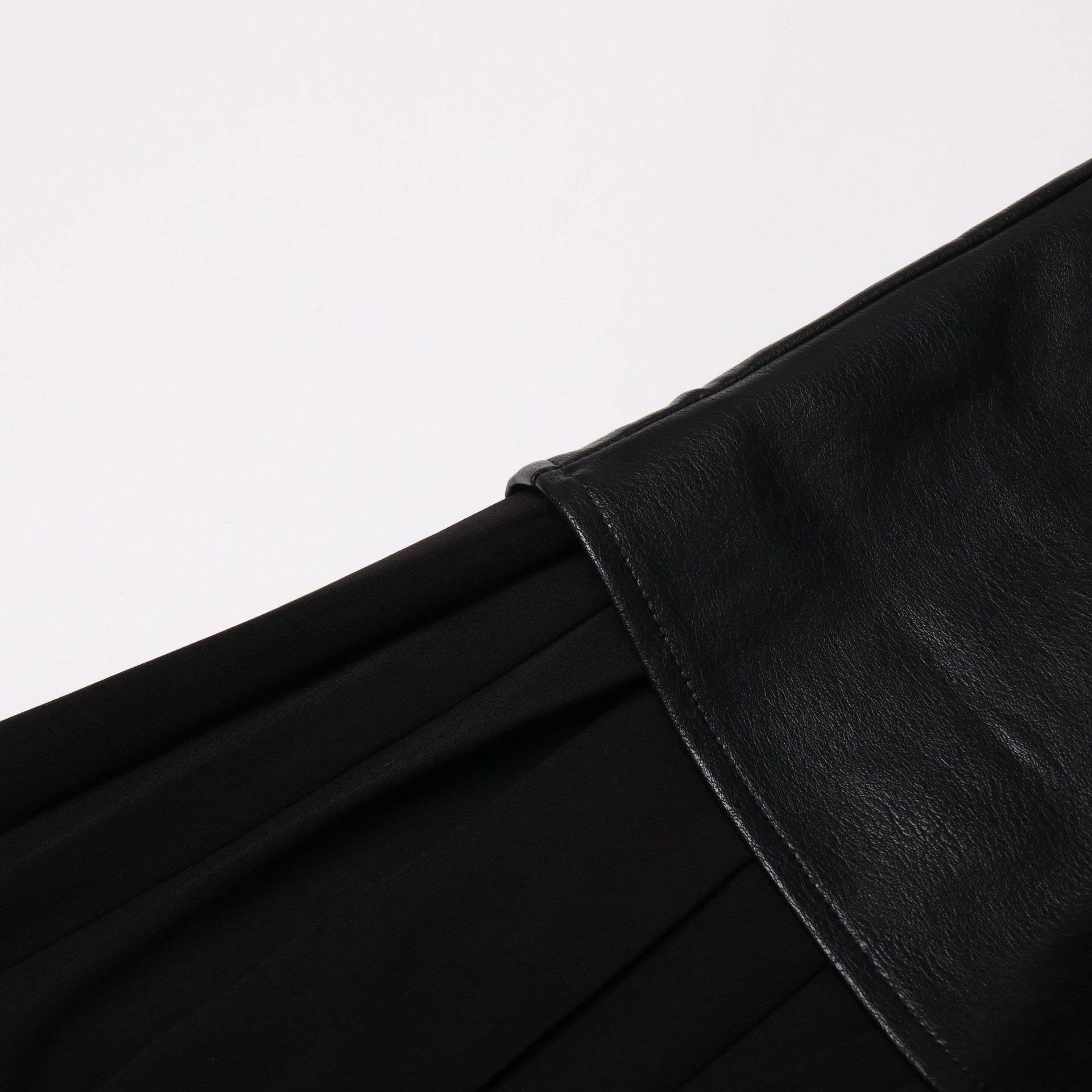 Chic Leather & Pleat Contrast Midi Skirt - UnLaced Boutique