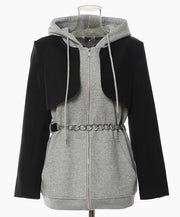 Chic Sweatshirt with Attached Woven Bolero - UnLaced Boutique