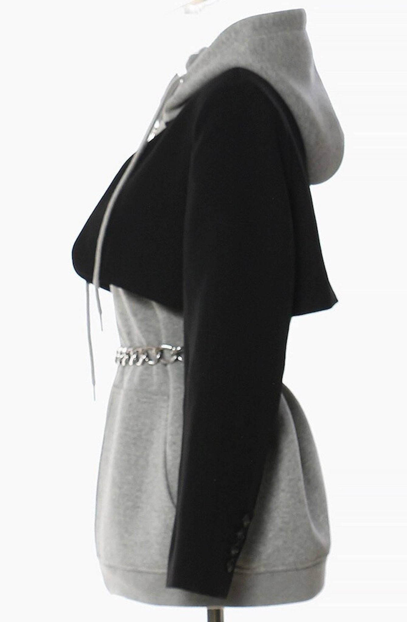 Chic Sweatshirt with Attached Woven Bolero - UnLaced Boutique